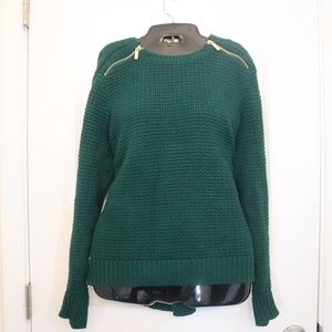 Michael Kors Green Sweater w/ gold zipper